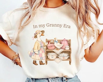 Camiseta "En la era de mi abuela", camiseta de sublimación Grandmacore Goose, cocina vintage Goose, sudadera Grandma Core, camiseta Cottagecore, regalo para la abuela