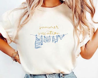 Camiseta con ambiente veraniego, camiseta de vacaciones en la playa, camiseta playera de verano, camiseta con estampado costero, camiseta para amantes del océano
