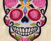 HERS Dia de los Muertos Sugar Skull Halloween Embroidered Terry Cloth Bath Towel