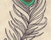 Peacock Plume Embroidered Waffle Weave Towel