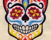 HIS Dia de los Muertos Sugar Skull Halloween Embroidered Terry Cloth Bath Towel
