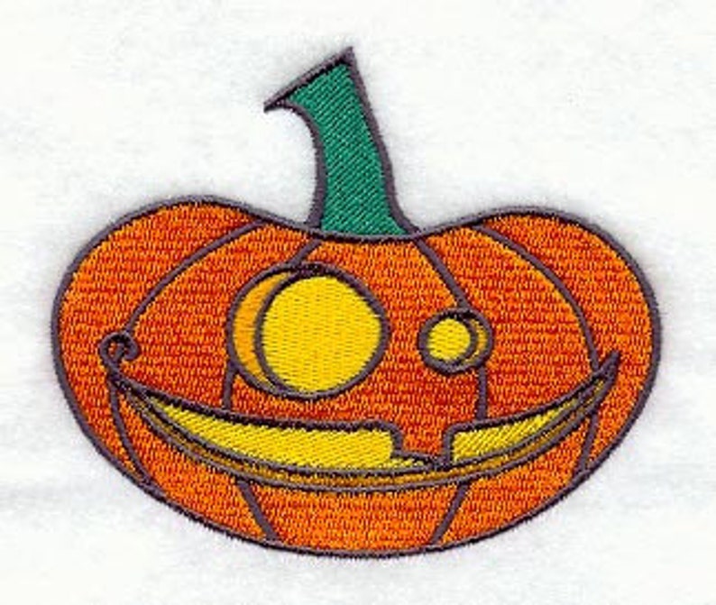 Grinning Jack o Lantern Embroidered Waffle Weave Hand/Dish Towel image 1