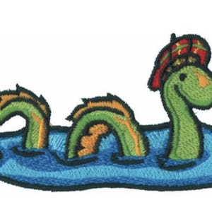 Cryptid Loch Ness Nessie in a Scottish Cap - Embroidered Waffle Weave Hand/Dish Towel