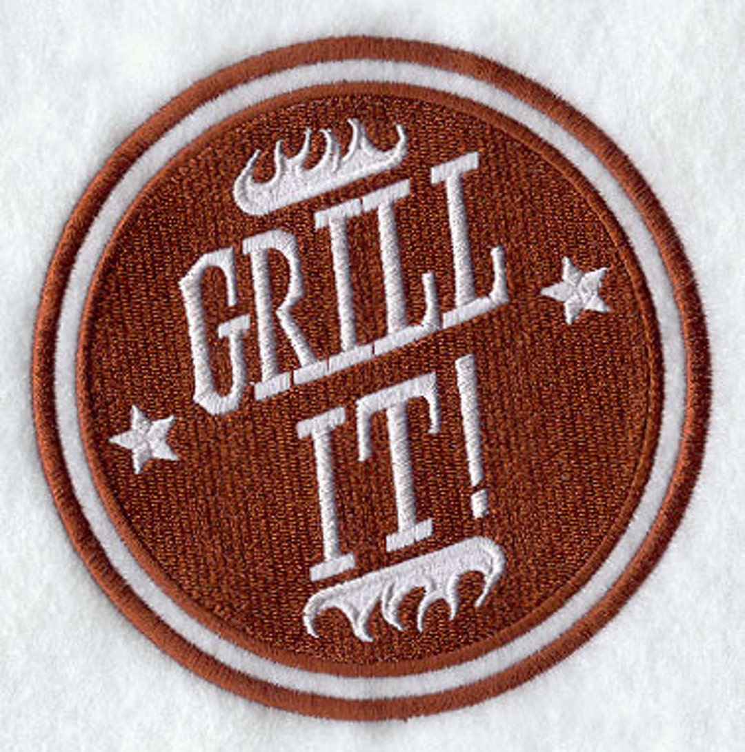 BBQ Barbecue Grill It Seal Stamp Embroidered Waffle Weave Etsy