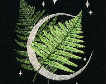 Moonlit Ferns Embroidered Waffle Weave Hand/Dish Towel