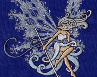 Christmas Fairy Embroidered Waffle Weave Hand/Dish Towel