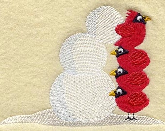 Cardinal Snowball Stack Embroidered waffle weave Hand/Dish Towel