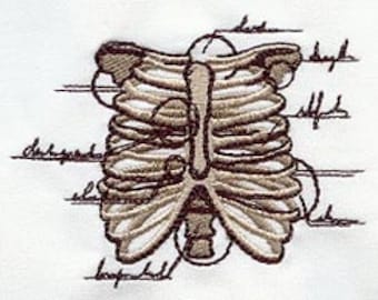 Anatomical Ribcage Embroidered Waffle Weave Hand/Dish Towel