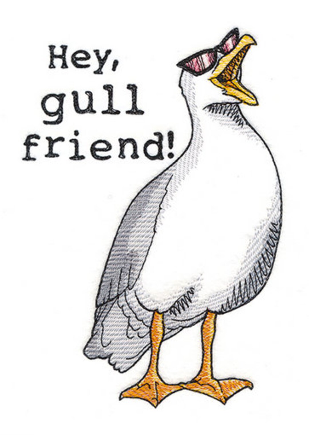 Hey Gull Friend Seagull Pun Embroidered Waffle Weave Hand/dish Towel - Etsy
