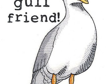 Hey Gull Friend Seagull Pun Embroidered Waffle Weave Hand/Dish Towel