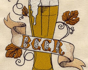 Elegant Beer Embroidered Waffle Weave Hand/Dish Towel