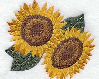 Freches Sonnenblume Duo besticktes Waffelgewebe Hand- / Geschirrtuch