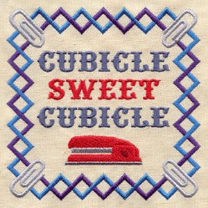 Cubicle Sweet Cubicle Embroidered Waffle Weave Towel