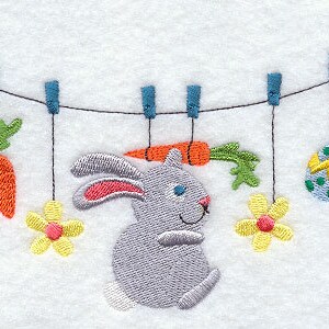 Easter Bunny Clothesline Embroidered Waffle Weave Towel image 1