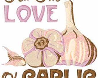 Love Garlic Embroidered Waffle Weave Hand Towel