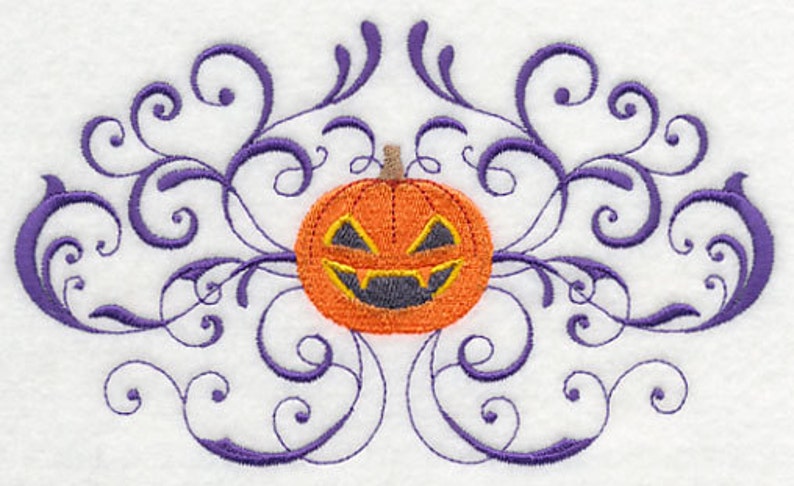 Jack o Lantern Filigree Embroidered Waffle Weave Hand/Dish Towel image 1