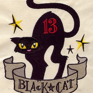 Black Cat Fever Embroidered Waffle Weave Hand/Dish Towel