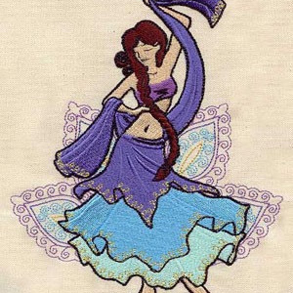 Bellydancer - Embroidered Waffle Weave Hand/Dish Towel