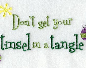 Don't Get Your Tinsel in a Tangle Embroidered Waffle Weave Hand/Dish Towel