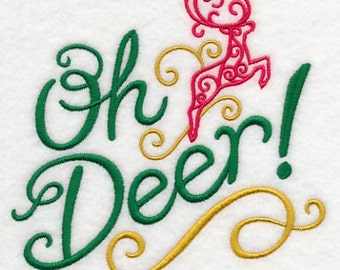 Oh Deer! Embroidered Waffle Weave Hand/DIsh Towel