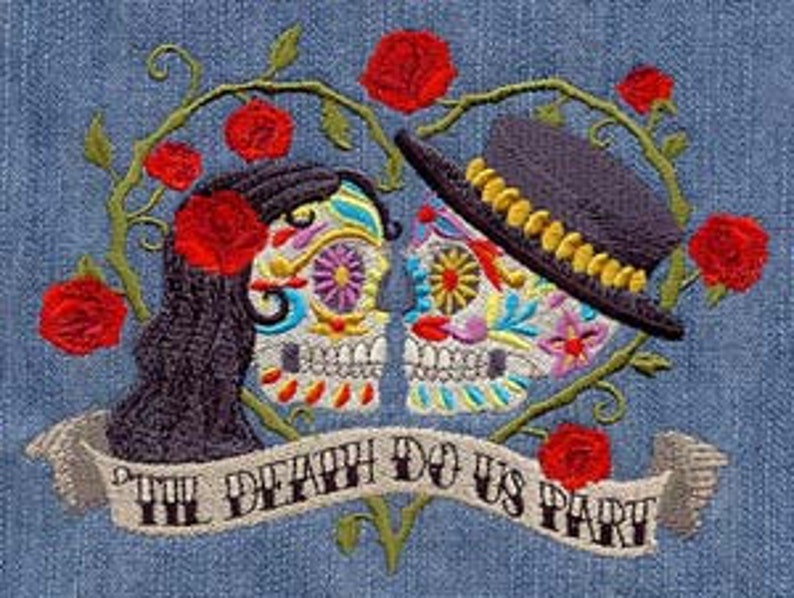 Serviette brodée en tissage gaufré Till Death Do Us Part image 1