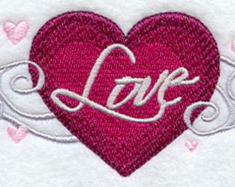 Beautiful Filigree Love Embroidered Waffle Weave Hand/DIsh Towel