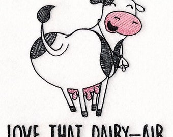 Love that Dairy-Air Funny Cow Embroidered Waffle Weave Hand/Dish Towel