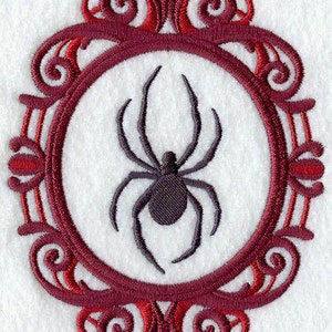 Creepy Cameo Spider Embroidered Waffle Weave Hand/Dish Towel image 1