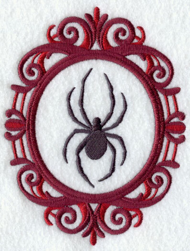 Creepy Cameo Spider Embroidered Waffle Weave Hand/Dish Towel image 1