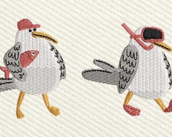 Seagulls and the Beach Embroidered Waffle Weave Hand/Dish Towel
