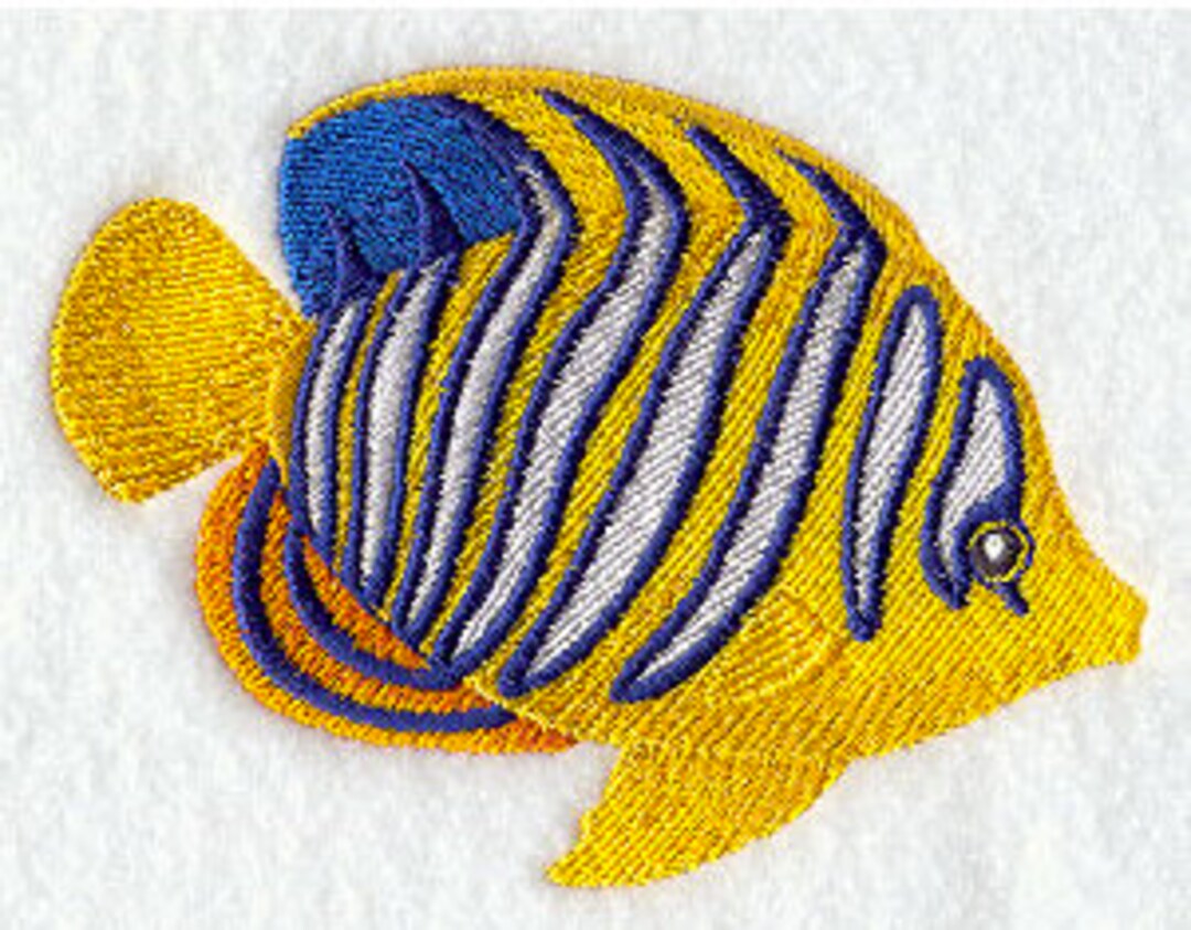 Tropical Fish Angel Fish Embroidered Waffle Weave Hand/dish Towel - Etsy