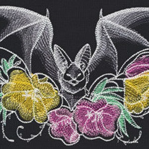 Nocturnus Bat Embroidered Waffle Weave Hand/Dish Towel image 1