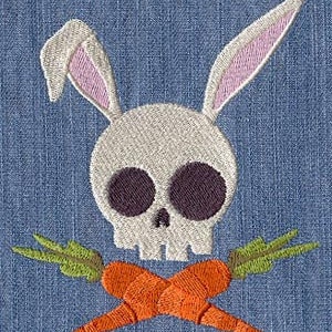 Bunny Skully with Crossed Carrots Embroidered Waffle Weave Towel image 1