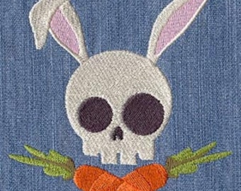 Bunny Skully with Crossed Carrots Embroidered Waffle Weave Towel