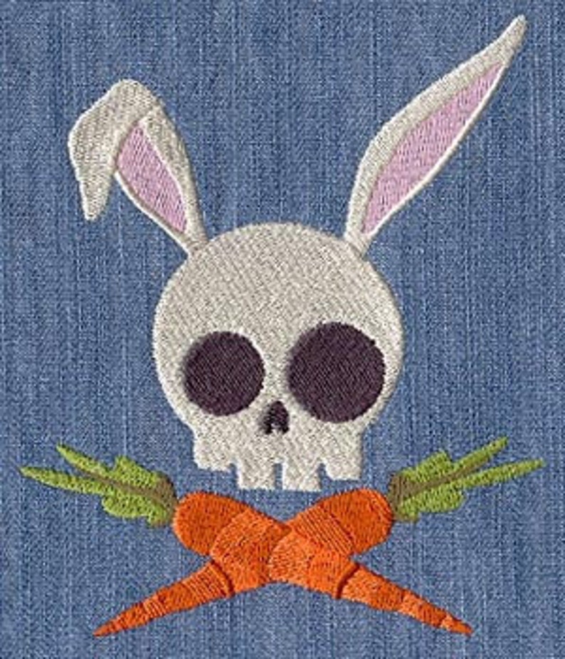 Bunny Skully with Crossed Carrots Embroidered Waffle Weave Towel image 1