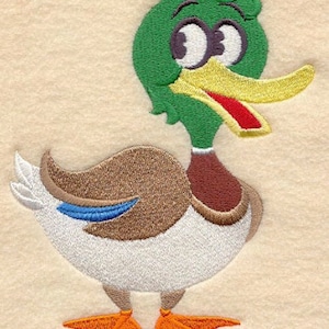 Cartoon Duck Embroidered Waffle Weave Hand/Dish Towel