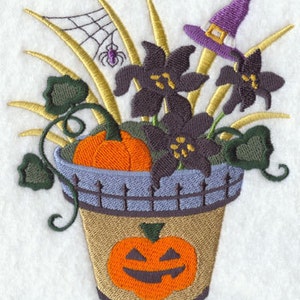 Blooming in Halloween Bouquet Embroidered Waffle Weave Hand/Dish Towel image 1