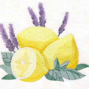 Lemons and Lavender Embroidered waffle weave Hand/Dish Towel