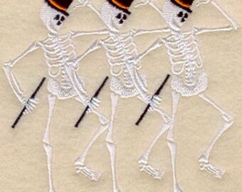 Skeleton Dancing Group Embroidered Waffle Weave Hand/Dish Towel