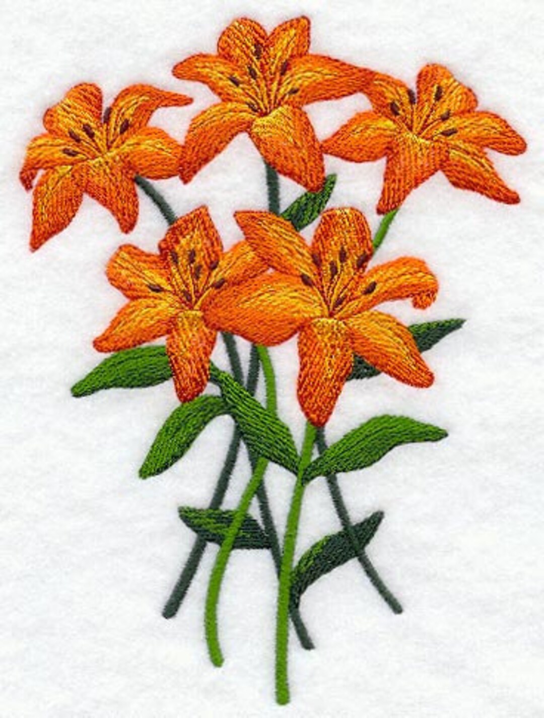 Tiger Lily Bouquet Embroidered Waffle Weave Hand dish Towel Etsy