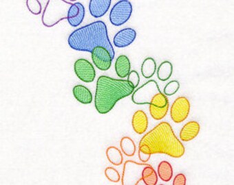 Toalla de tejido gofrado bordada con estampado de perros arcoíris