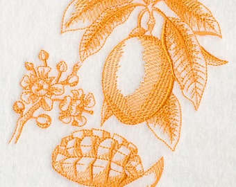 Sketchy Mango Embroidered Waffle Weave Towel