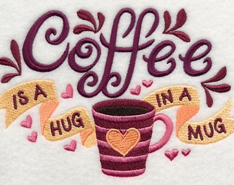 Coffee is a Hug in a Mug - Embroidered Waffle Weave Hand/Dish Towel