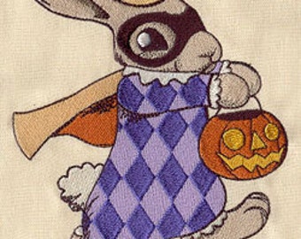 Vintage Halloween Bunny Embroidered Waffle Weave Hand/Dish Towel