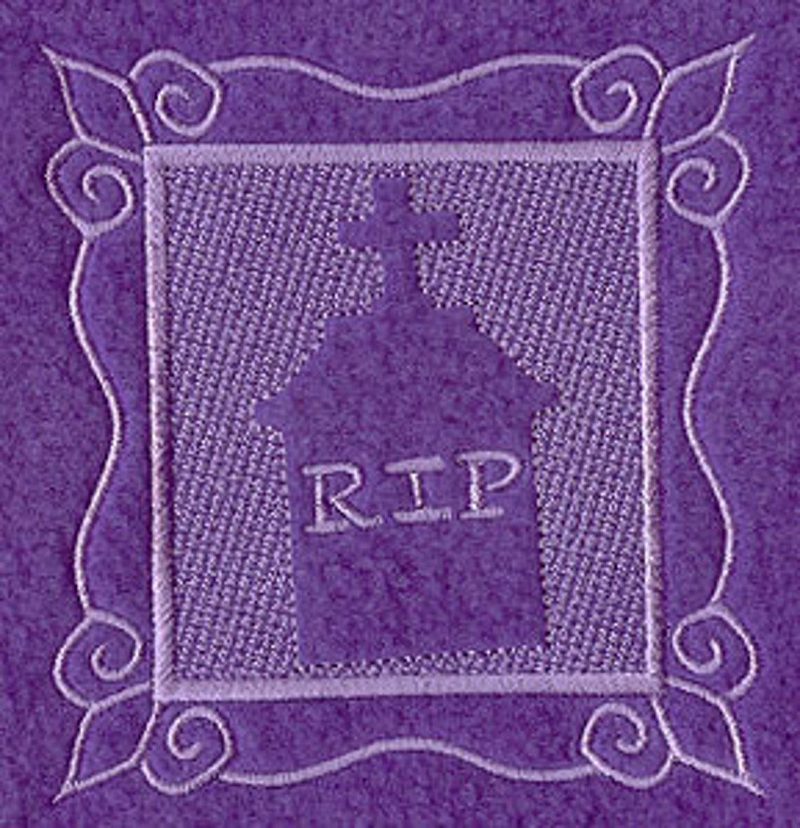 Embossed Graveyard Tombstone Accent Embroidered Waffle Weave Etsy