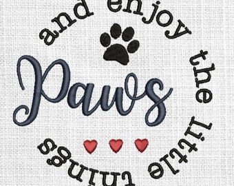 Paws and Enjoy the Little Things- Embroidered Waffle Weave Hand/Dish Towel