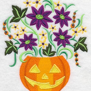 Pretty Petals in a Pumpkin Embroidered Waffle Weave Hand/Dish Towel image 1