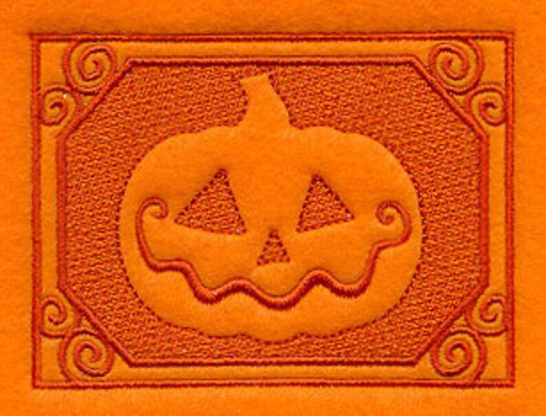 Jack o Lantern Embossed Square Embroidered Waffle Weave Hand/Dish Towel image 1