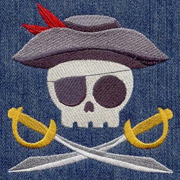 Pirate Skully Embroidered Waffle Weave Hand/Dish Towel