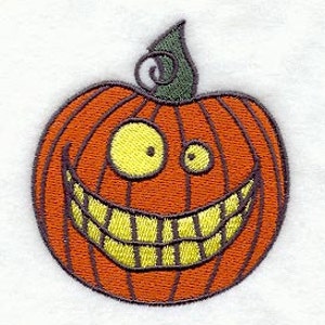 Grinning Pumpkin Jack-o-lantern Embroidered Waffle Weave Hand/Dish Towel image 1